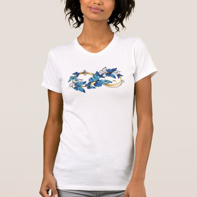 Symbol Infinity of Blue Morpho Butterflies T-Shirt (Front)