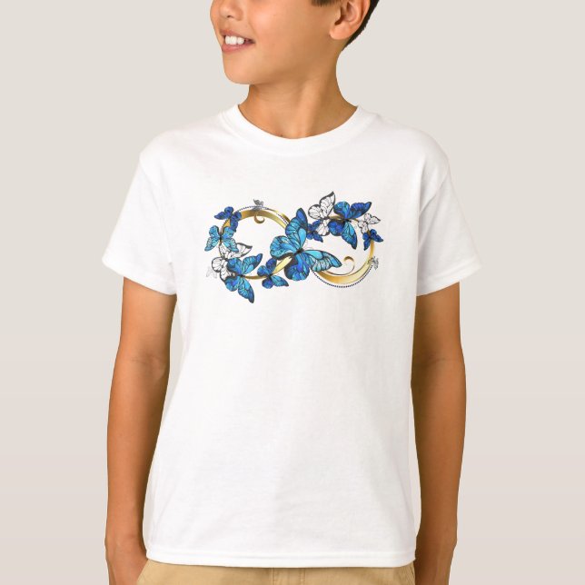 Symbol Infinity of Blue Morpho Butterflies T-Shirt (Front)