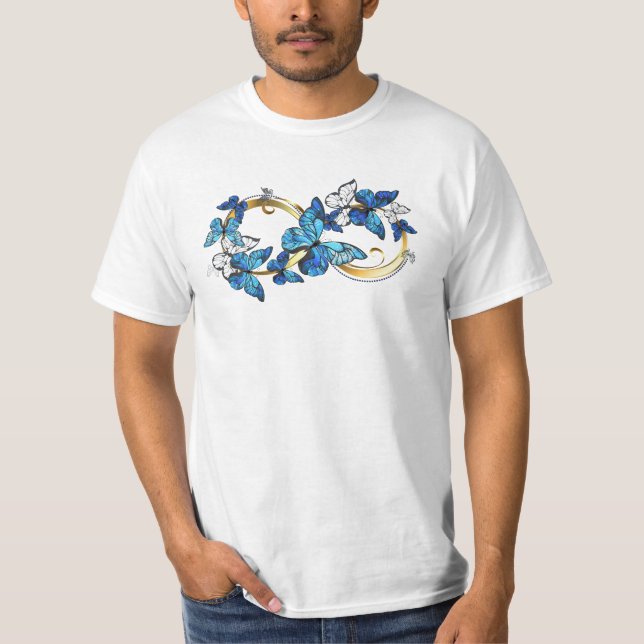 Symbol Infinity of Blue Morpho Butterflies T-Shirt (Front)