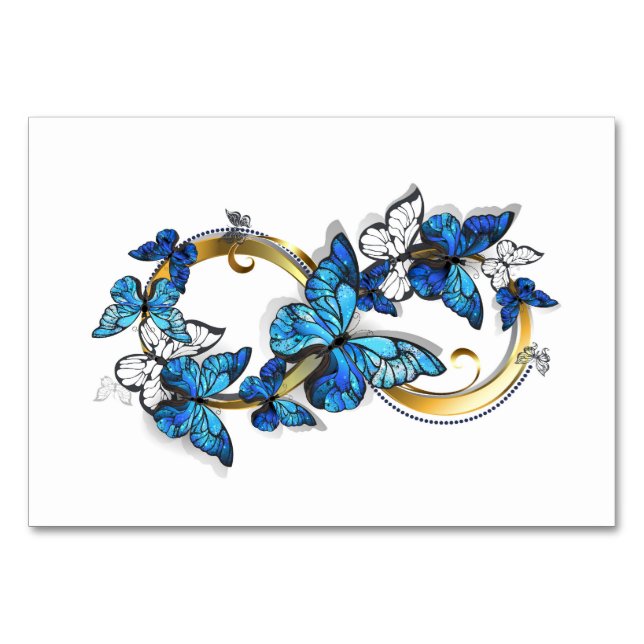 Symbol Infinity of Blue Morpho Butterflies Table Number (Front)