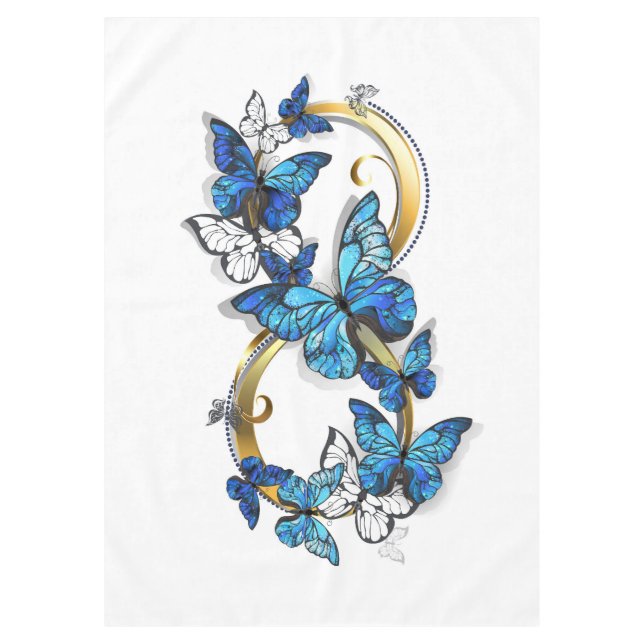 Symbol Infinity of Blue Morpho Butterflies Tablecloth (Front)