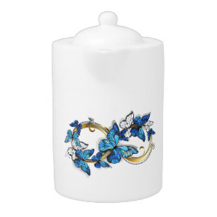 Symbol Infinity of Blue Morpho Butterflies Teapot