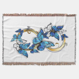 Symbol Infinity of Blue Morpho Butterflies Throw Blanket