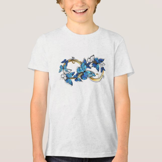 Symbol Infinity of Blue Morpho Butterflies Tri-Blend Shirt (Front)