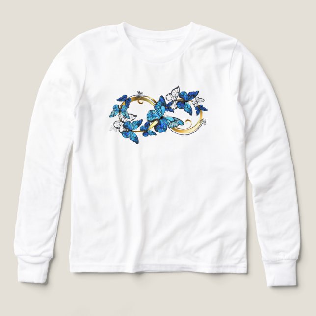 Symbol Infinity of Blue Morpho Butterflies Tri-Blend Shirts (Design Front)
