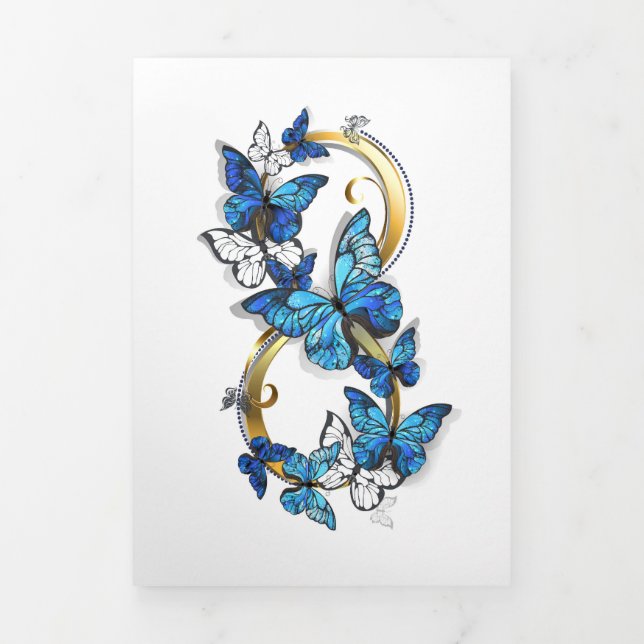 Symbol Infinity of Blue Morpho Butterflies Tri-Fold Card (Cover)