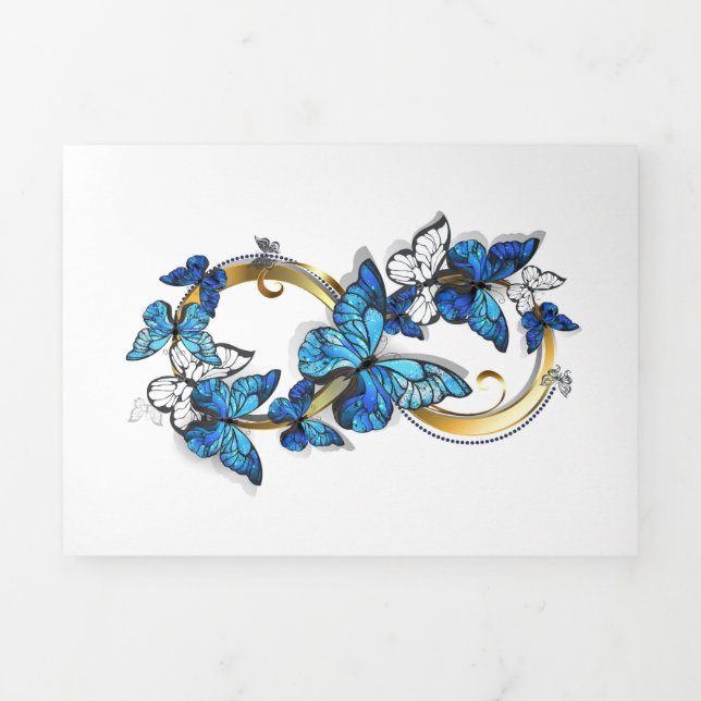 Symbol Infinity of Blue Morpho Butterflies Tri-Fold Invitation (Cover)