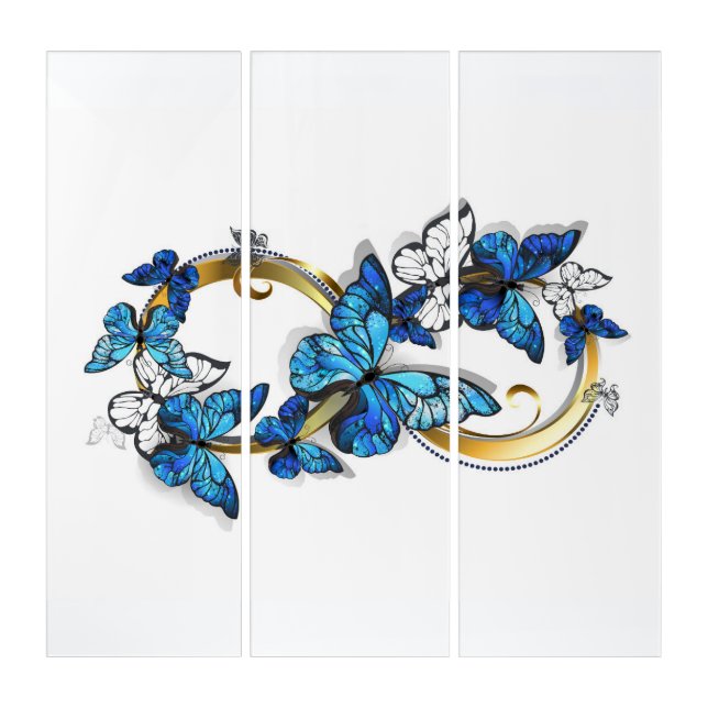 Symbol Infinity of Blue Morpho Butterflies Triptych (Front)