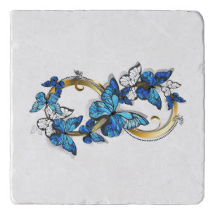 Symbol Infinity of Blue Morpho Butterflies Trivet