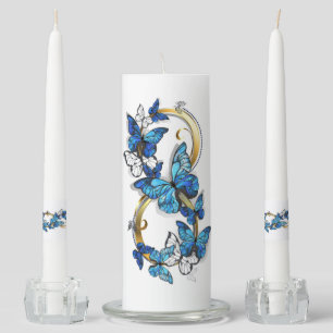 Symbol Infinity of Blue Morpho Butterflies Unity Candle Set