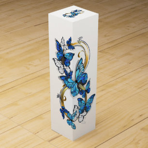 Symbol Infinity of Blue Morpho Butterflies Wine Box