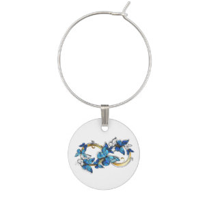 Symbol Infinity of Blue Morpho Butterflies Wine Charm