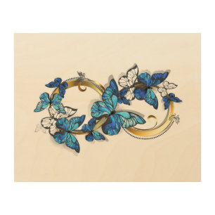 Symbol Infinity of Blue Morpho Butterflies Wood Wall Art