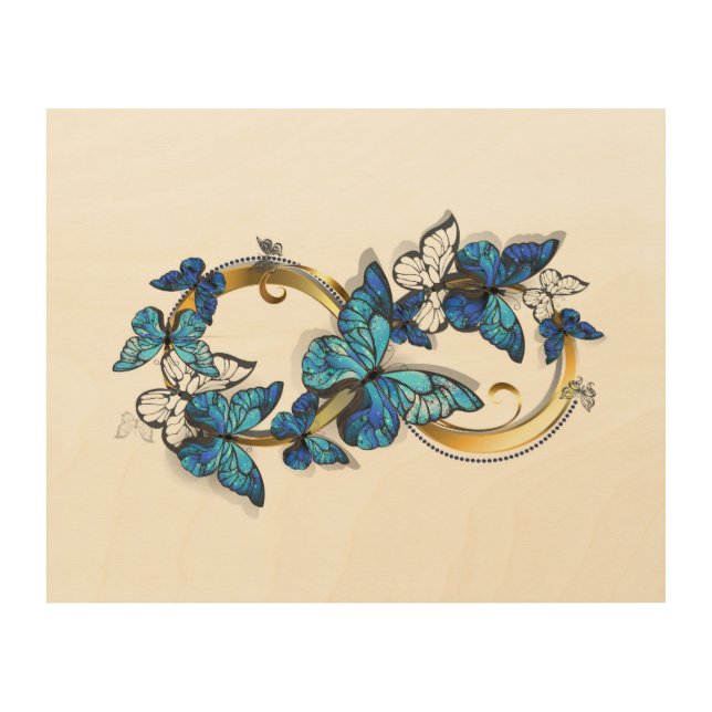 Symbol Infinity of Blue Morpho Butterflies Wood Wall Art (Front)