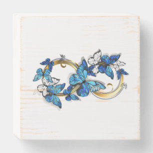 Symbol Infinity of Blue Morpho Butterflies Wooden Box Sign