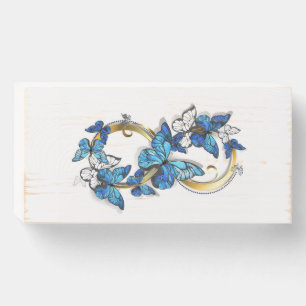 Symbol Infinity of Blue Morpho Butterflies Wooden Box Sign