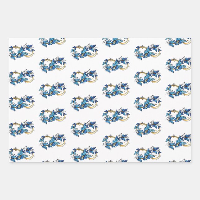 Symbol Infinity of Blue Morpho Butterflies Wrapping Paper Sheets (Front)