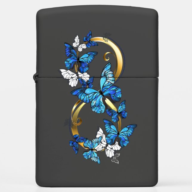 Symbol Infinity of Blue Morpho Butterflies Zippo Lighter (Front)