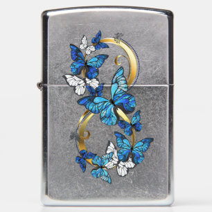 Symbol Infinity of Blue Morpho Butterflies Zippo Lighter