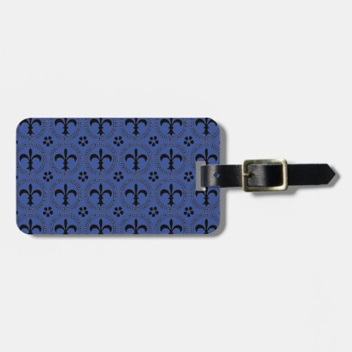 Symbol of Distinction Fleur_de_lis On Blue Patter Luggage Tag