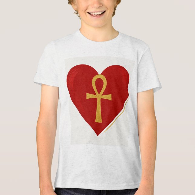 Symbol of Eternal Love, Heart & Ankh – A Design In Tri-Blend Shirt (Front)