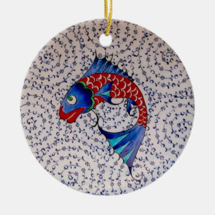 Symbol of Fortune Good Luck Koi Fish Ceramic Ornament