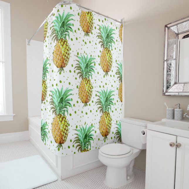 Symbol Of Hospitality Pineapple Pattern Shower Curtain (In Situ)