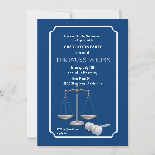 Symbol of Justice Graduation Invitation (Front)