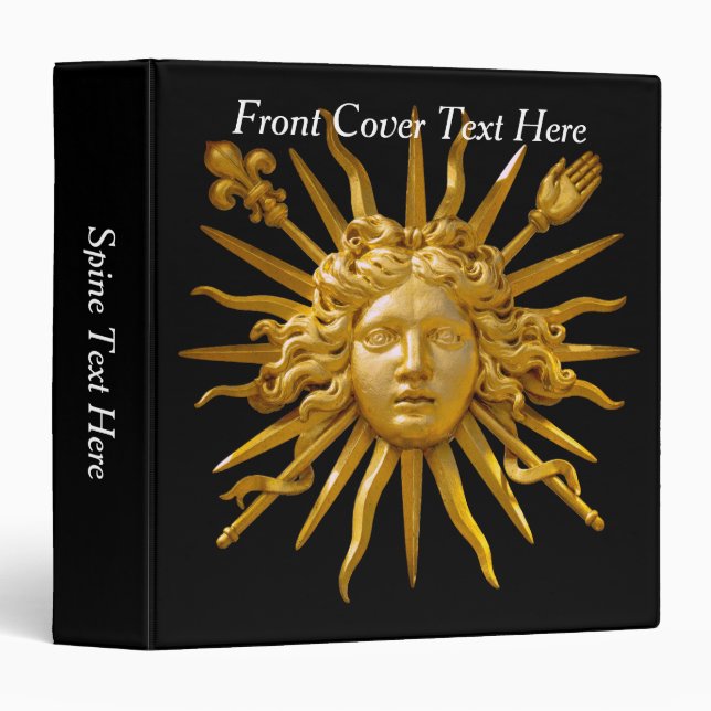 Symbol of Louis XIV the Sun King 3 Ring Binder (Front/Spine)