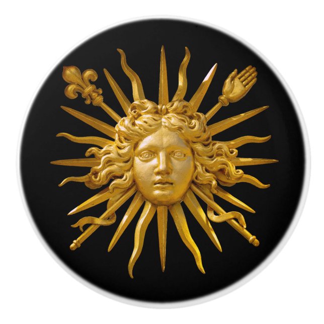 Symbol of Louis XIV the Sun King Ceramic Knob (Front)