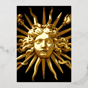 Symbol of Louis XIV the Sun King Foil Holiday Card