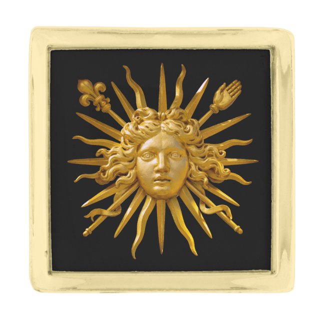 Symbol of Louis XIV the Sun King Gold Finish Lapel Pin (Front)