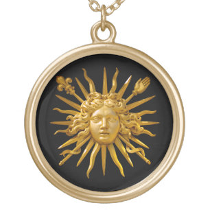 Symbol of Louis XIV the Sun King Gold Plated Necklace