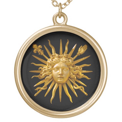 Symbol of Louis XIV the Sun King Gold Plated Necklace