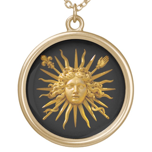 Symbol of Louis XIV the Sun King Gold Plated Necklace (Front)