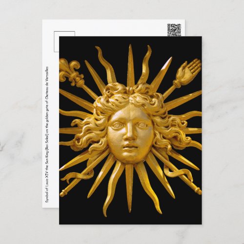 Symbol of Louis XIV the Sun King Postcard