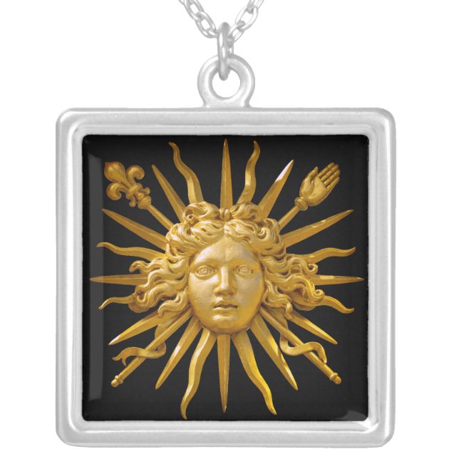 Symbol of Louis XIV the Sun King Silver Plated Necklace (Front)