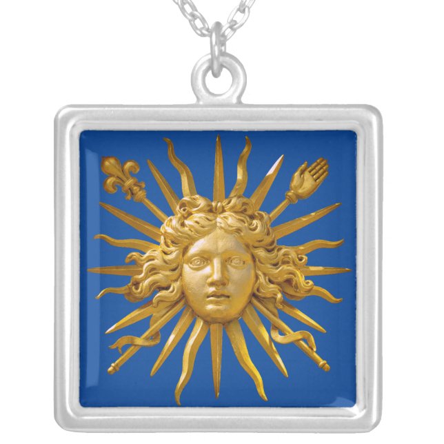 Symbol of Louis XIV the Sun King Silver Plated Necklace (Front)
