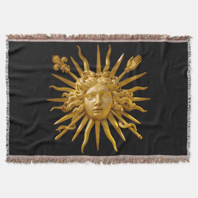 Symbol of Louis XIV the Sun King Throw Blanket (Front)