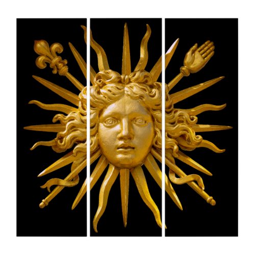 Symbol of Louis XIV the Sun King Triptych