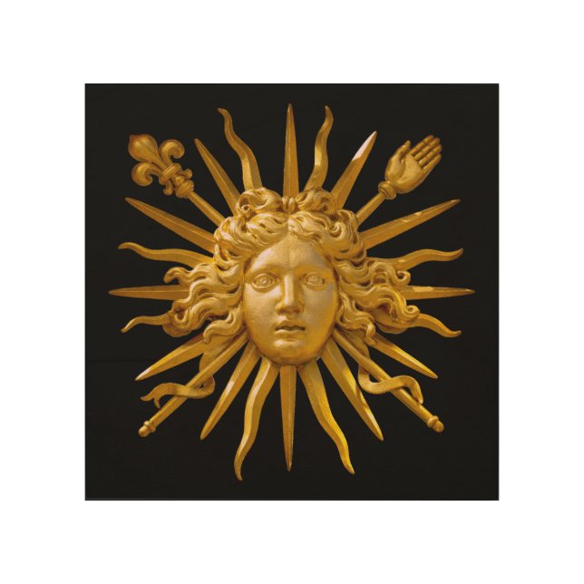 Symbol of Louis XIV the Sun King Wood Wall Art (Front)