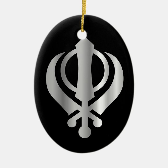 Symbol of Sikhism Religion Ceramic Ornament (Front)