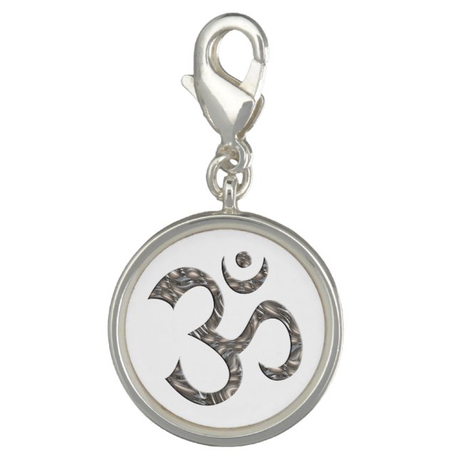 Symbol OM / AUM - silver + your background Charm (Front)