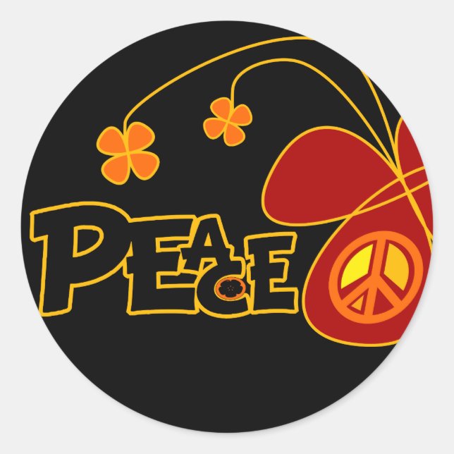 Symbol Peace Of Sign Butterfly Classic Round Sticker (Front)