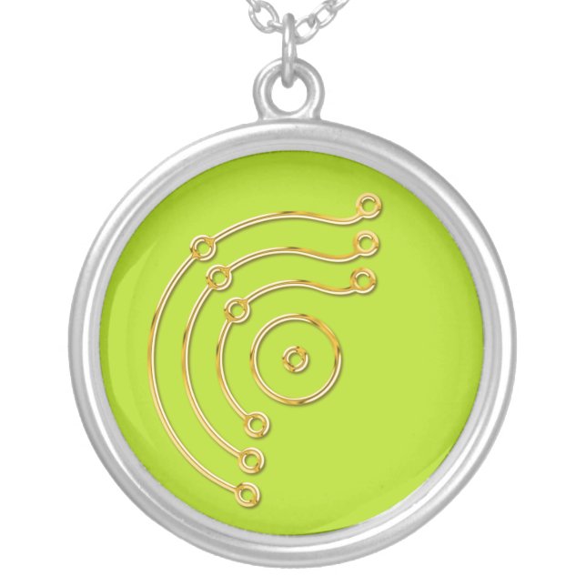 Symbol RUNA / GOLD green Silver Plated Necklace (Front)