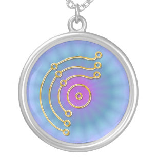 Symbol RUNA / GOLD pink blue Silver Plated Necklace