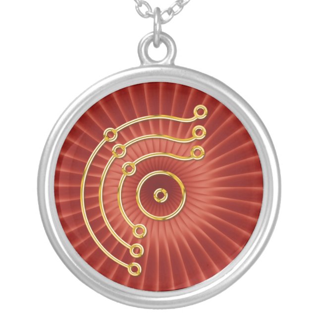 Symbol RUNA / GOLD red shine Silver Plated Necklace (Front)