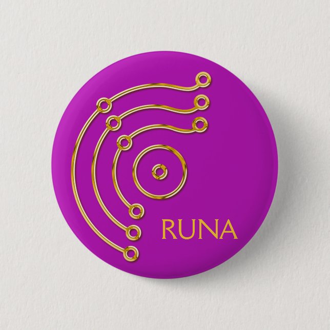 Symbol RUNA / GOLD, RUNA magenta Button (Front)