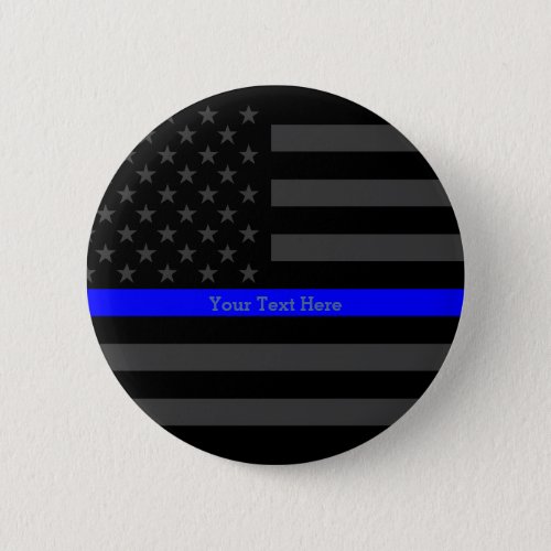 Symbol Thin Blue Line Personalized Black US Flag Pinback Button