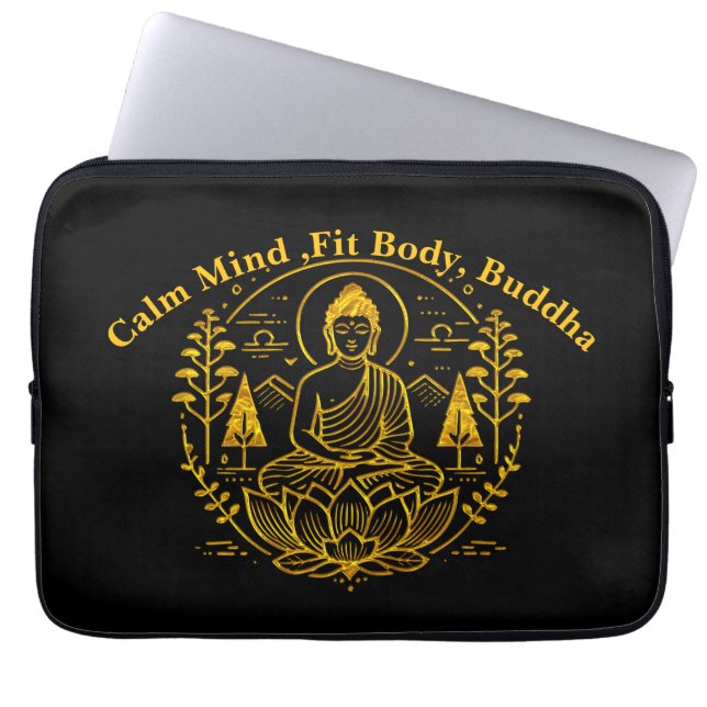 Symbolic Buddha Surrounded by Nature Elements Laptop Sleeve (Front)